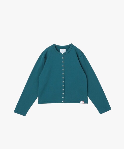agnes b.(アニエスベー)の「オーガニックコットン メルトン 長袖 カーディガンプレッション "Le Classique"(カーディガン/ボレロ・レディース・グリーン系その他・1/2/3)」の1枚目の写真