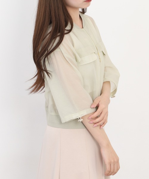 Anna Nicola(アンナニコラ)の「Anna Nicola コットンシアーブルゾン(ブルゾン・レディース・ブラック/ベージュ/ライトグリーン・38)」の22枚目の写真