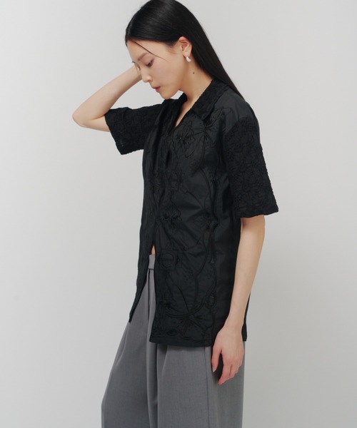 THINGS THAT MATTER（シングス ザット マター）の「CHAOS EMBROIDERY BLOUSE / カオス エンブロイダリー ブラウス（シャツ/ブラウス・レディース・ブラック/ホワイト・FREE）」の8枚目の写真