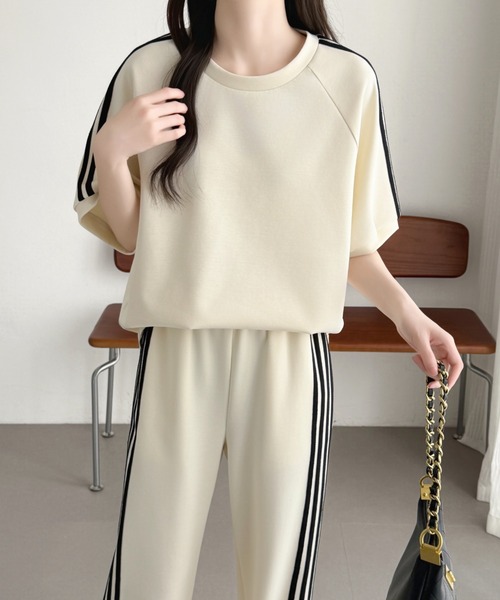ABITOKYO(アビトーキョー)の「サイドライン段ボールスウェットセットアップ(セットアップ・レディース・ベージュ/チャコールグレー/ブラック・M/L)」の3枚目の写真