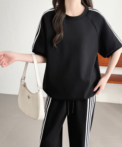 ABITOKYO(アビトーキョー)の「サイドライン段ボールスウェットセットアップ(セットアップ・レディース・ベージュ/チャコールグレー/ブラック・M/L)」の2枚目の写真