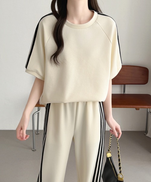 ABITOKYO(アビトーキョー)の「サイドライン段ボールスウェットセットアップ(セットアップ・レディース・ベージュ/チャコールグレー/ブラック・M/L)」の6枚目の写真