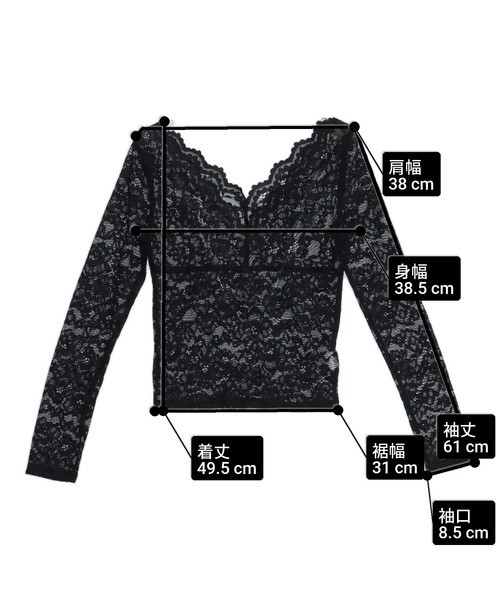 ANAP（アナップ）の「2Way レース トップス（Tシャツ/カットソー・レディース・ホワイト/ブラック・F）」の13枚目の写真