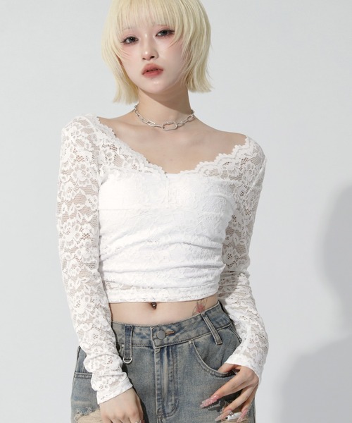 ANAP(アナップ)の「2Way レース トップス(Tシャツ/カットソー・レディース・ホワイト/ブラック・F)」の15枚目の写真