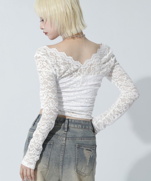 ANAP(アナップ)の「2Way レース トップス(Tシャツ/カットソー・レディース・ホワイト/ブラック・F)」の17枚目の写真