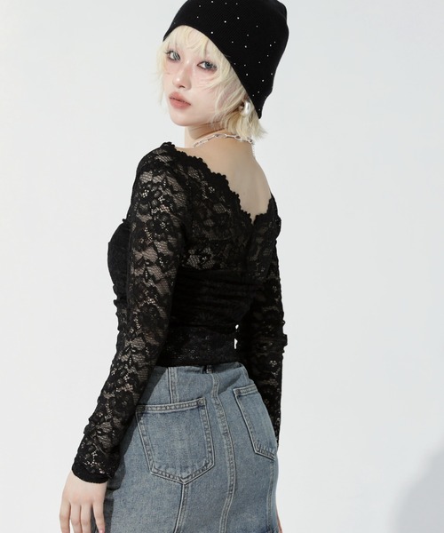 ANAP(アナップ)の「2Way レース トップス(Tシャツ/カットソー・レディース・ホワイト/ブラック・F)」の21枚目の写真