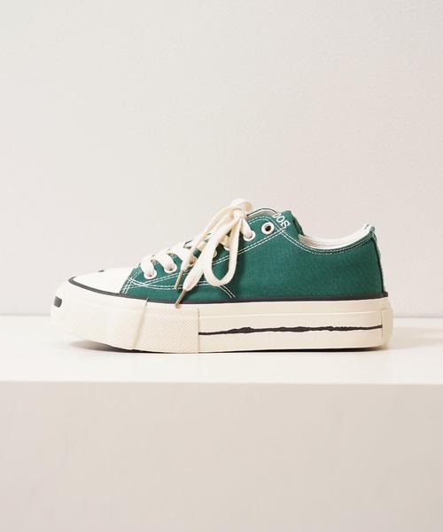 1111clothing（ワンフォークロージング）の「キャンバス ローカット スニーカー / Canvas low-top sneakers（スニーカー・メンズ・ブラック/グリーン・41/42/43/44）」の10枚目の写真