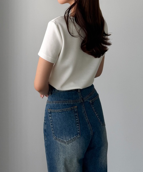 Louere（ルエレ）の「レース付きドレープアシメネックカットトップス（Tシャツ/カットソー・レディース・ホワイト/ブラック/チャコール/ピンク/ライトブルー・SMALL/LARGE/MEDIUM/X-LARGE）」の17枚目の写真