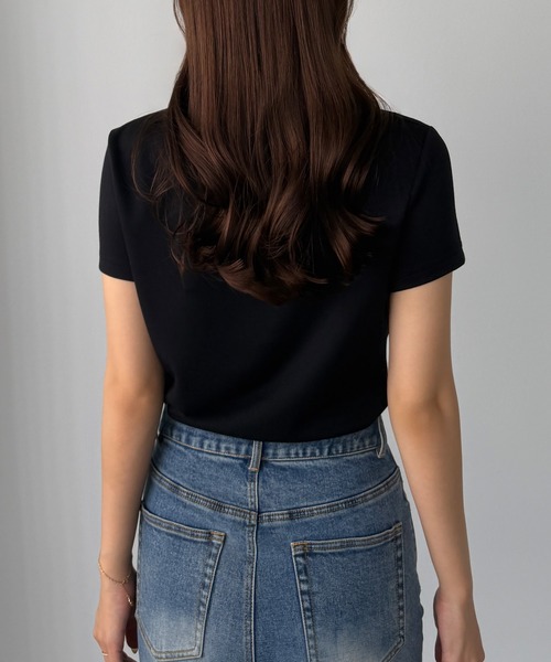 Louere（ルエレ）の「レース付きドレープアシメネックカットトップス（Tシャツ/カットソー・レディース・ホワイト/ブラック/チャコール/ピンク/ライトブルー・SMALL/LARGE/MEDIUM/X-LARGE）」の21枚目の写真