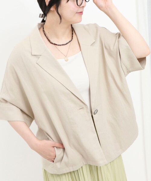 MICO COULIER(ミコクリエ)の「リネンドルマンスリーブテーラードジャケット(テーラードジャケット・レディース・ベージュ/ブラウン・38)」の14枚目の写真