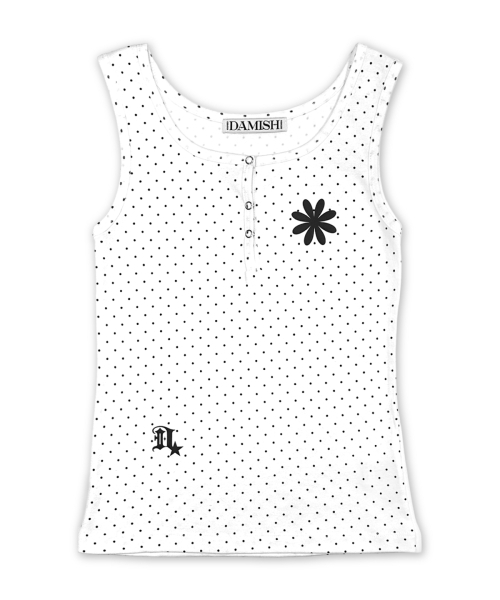 DAMISH(ダミシュ)の「ポルカドットスナップボタンタンクトップ_ホワイト(Tシャツ/カットソー・レディース・ホワイト・OS)」の4枚目の写真