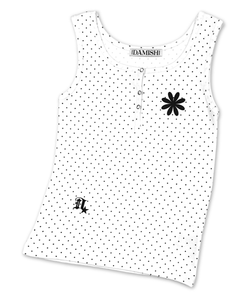 DAMISH(ダミシュ)の「ポルカドットスナップボタンタンクトップ_ホワイト(Tシャツ/カットソー・レディース・ホワイト・OS)」の5枚目の写真