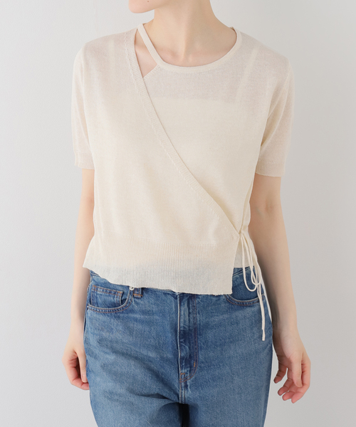 La TOTALITE（ラトータリテ）の「FLEK/フレック ショルダーカットアウトニットトップス（ニット/セーター・レディース・ブラック/アイボリー・FREE）」の17枚目の写真