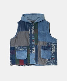 CUBE SUGAR | CUBE SUGAR/キューブシュガー　デニム パッチワークフードベスト(ベスト)