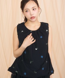 立体バルーン フラワー刺繍ノースリーブ