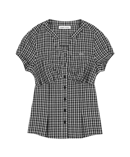ORDINARY HOLIDAY（オーディナリー ホリデー）の「CHECK SHIRRING SHIRTS [BLACK]（シャツ/ブラウス・レディース・その他・SMALL/MEDIUM）」の2枚目の写真