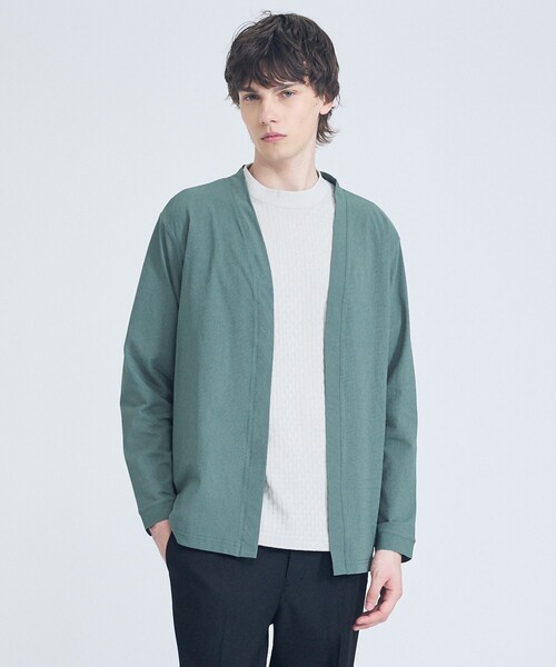 ABAHOUSE GRAY（アバハウスグレイ）の「【接触冷感】メッシュ ボタンレス カーディガン（カーディガン/ボレロ・メンズ・モスグリーン/ブラック/グレイッシュベージュ/ネイビー・48/46）」の3枚目の写真