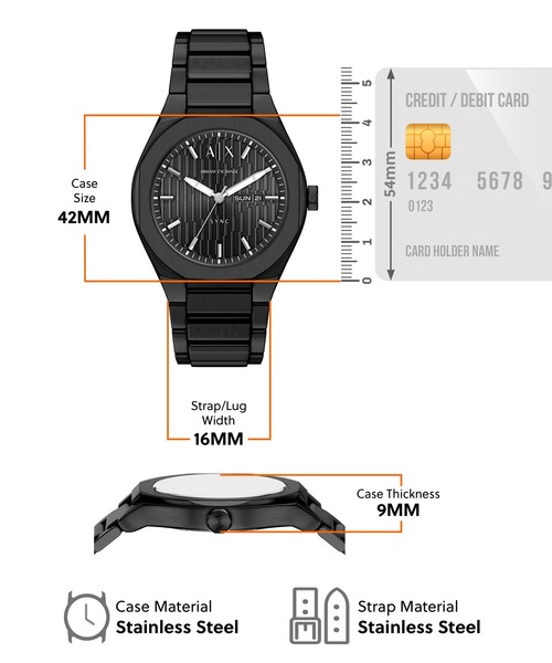 ARMANI EXCHANGE(アルマーニエクスチェンジ)の「アルマーニ・エクスチェンジ 腕時計 メンズ アナログ ステンレス AX4301(アナログ腕時計・メンズ・ブラック・FREE)」の5枚目の写真