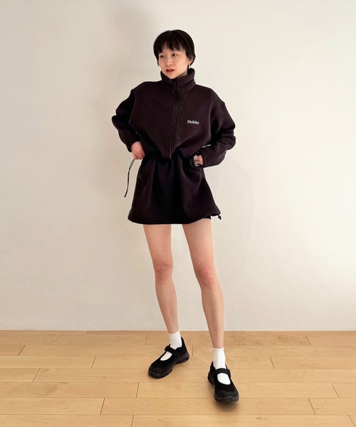 HOLIDAY(ホリデイ)の「THERMAL PRO FLEECE ANORAK DRESS サーマルプロフリースアノラックドレス(その他アウター・レディース・ブラック/ヘザーグレー・ONE SIZE)」の4枚目の写真