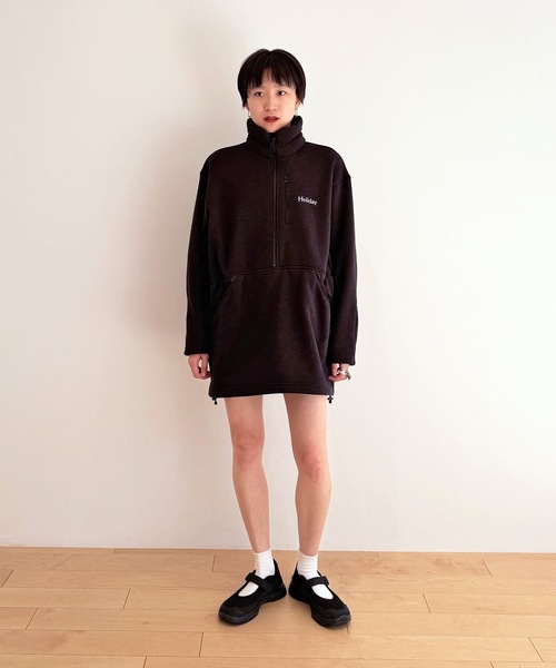 HOLIDAY(ホリデイ)の「THERMAL PRO FLEECE ANORAK DRESS サーマルプロフリースアノラックドレス(その他アウター・レディース・ブラック/ヘザーグレー・ONE SIZE)」の6枚目の写真