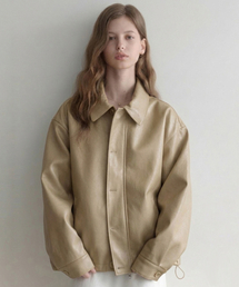 les button leather Jacket (beige)