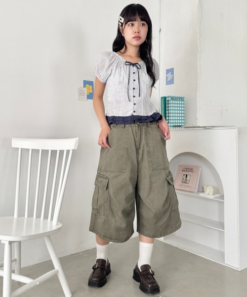 SOLLON.（ソルロン）の「キャンディチェックフリルブラウス（シャツ/ブラウス・レディース・レッド/ライトブルー/イエロー/ネイビー・FREE）」の16枚目の写真