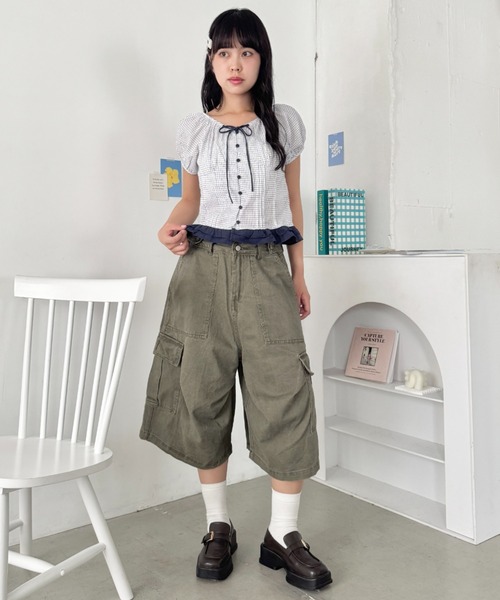 SOLLON.（ソルロン）の「キャンディチェックフリルブラウス（シャツ/ブラウス・レディース・レッド/ライトブルー/イエロー/ネイビー・FREE）」の17枚目の写真