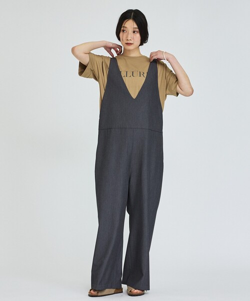 abahouse mavie(アバハウスマヴィ)の「【深めVネック】オールインワン(つなぎ/オールインワン・レディース・グレー/ブラック・36/38)」の3枚目の写真