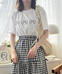 3連リボンデザイン半袖Tシャツ