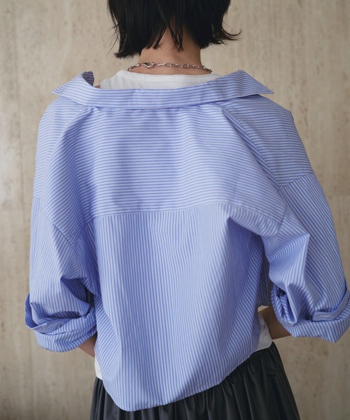 SOEMIN(ソミン)の「Bustier set with long sleeve shirt/ビスチェセット長袖シャツ(シャツ/ブラウス・レディース・ホワイト/ストライプ/ピンク/ベージュ・FREE)」の11枚目の写真