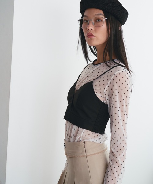 SOEMIN(ソミン)の「Bustier set with long sleeve shirt/ビスチェセット長袖シャツ(シャツ/ブラウス・レディース・ホワイト/ストライプ/ピンク/ベージュ・FREE)」の16枚目の写真