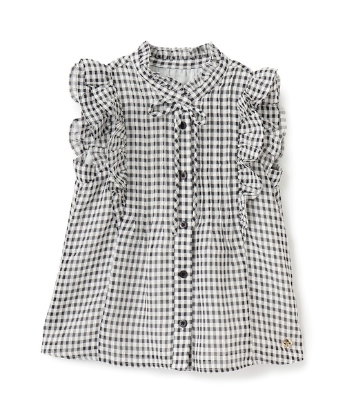 kate spade new york kids(ケイトスペードニューヨーク)の「ピンタックフリルブラウス(シャツ/ブラウス・キッズ・ピンク/ブラック・120cm/150cm/130cm/140cm/160cm)」の2枚目の写真