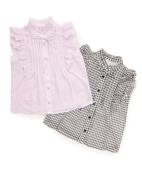 kate spade new york kids(ケイトスペードニューヨーク)の「ピンタックフリルブラウス(シャツ/ブラウス・キッズ・ピンク/ブラック・120cm/150cm/130cm/140cm/160cm)」の4枚目の写真