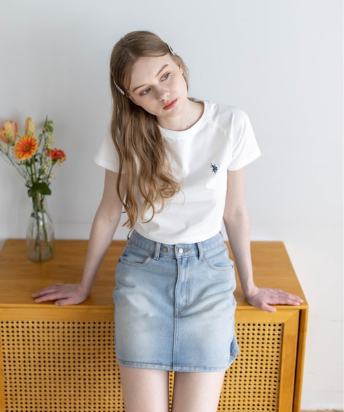 U.S. POLO ASSN.(ユーエスポロアッスン)の「【U.S. POLO ASSN.】clear 別注 ワンポイント刺繍チビT(Tシャツ/カットソー・レディース・オフホワイト/ピンク/ブラック・F)」の5枚目の写真
