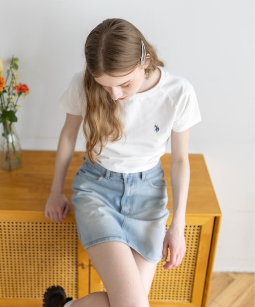U.S. POLO ASSN.(ユーエスポロアッスン)の「【U.S. POLO ASSN.】clear 別注 ワンポイント刺繍チビT(Tシャツ/カットソー・レディース・オフホワイト/ピンク/ブラック・F)」の6枚目の写真