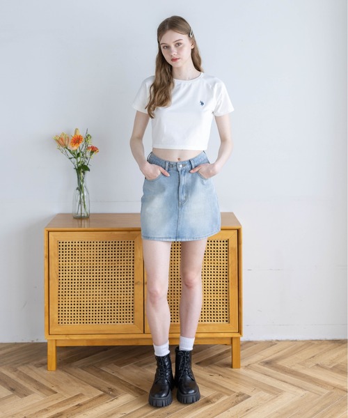 U.S. POLO ASSN.(ユーエスポロアッスン)の「【U.S. POLO ASSN.】clear 別注 ワンポイント刺繍チビT(Tシャツ/カットソー・レディース・オフホワイト/ピンク/ブラック・F)」の7枚目の写真