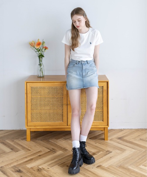 U.S. POLO ASSN.(ユーエスポロアッスン)の「【U.S. POLO ASSN.】clear 別注 ワンポイント刺繍チビT(Tシャツ/カットソー・レディース・オフホワイト/ピンク/ブラック・F)」の8枚目の写真