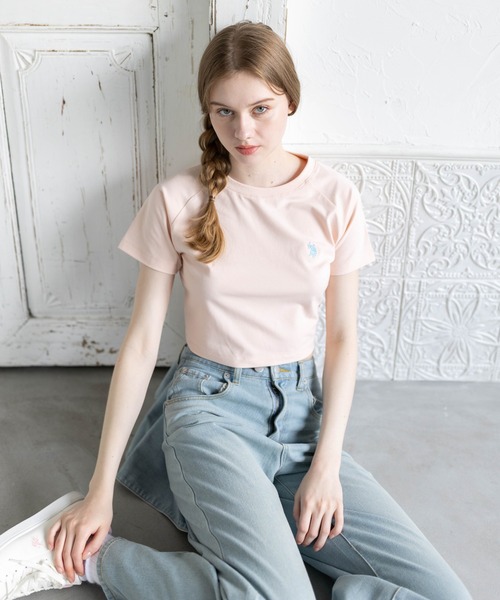 U.S. POLO ASSN.(ユーエスポロアッスン)の「【U.S. POLO ASSN.】clear 別注 ワンポイント刺繍チビT(Tシャツ/カットソー・レディース・オフホワイト/ピンク/ブラック・F)」の18枚目の写真
