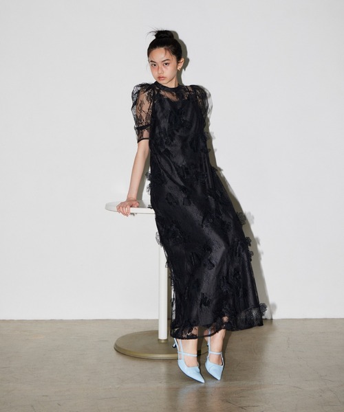 ANDRESD（アンドレスド）の「フラワーレースドレス / Flower Lace Dress（ドレス・レディース・ブラック/ブラウン/アイボリー・S/M/L）」の3枚目の写真