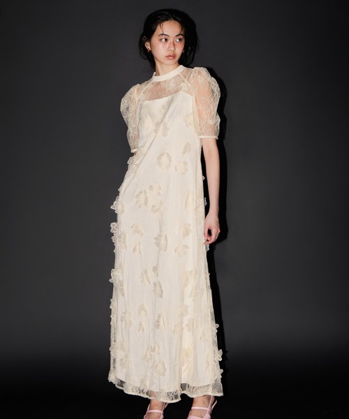 ANDRESD（アンドレスド）の「フラワーレースドレス / Flower Lace Dress（ドレス・レディース・ブラック/ブラウン/アイボリー・S/M/L）」の12枚目の写真