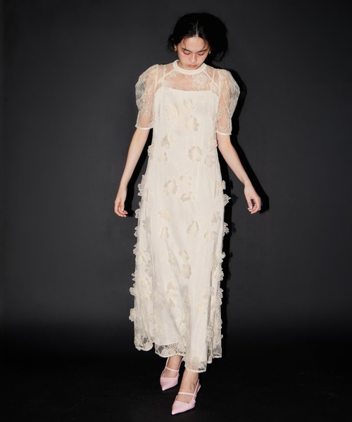 ANDRESD（アンドレスド）の「フラワーレースドレス / Flower Lace Dress（ドレス・レディース・ブラック/ブラウン/アイボリー・S/M/L）」の8枚目の写真