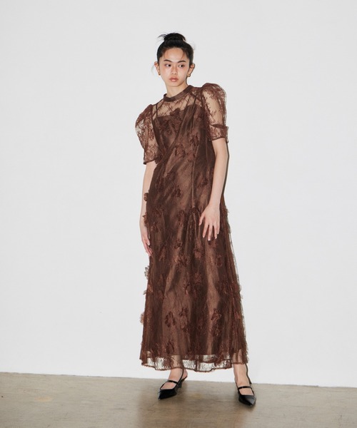 ANDRESD（アンドレスド）の「フラワーレースドレス / Flower Lace Dress（ドレス・レディース・ブラック/ブラウン/アイボリー・S/M/L）」の17枚目の写真