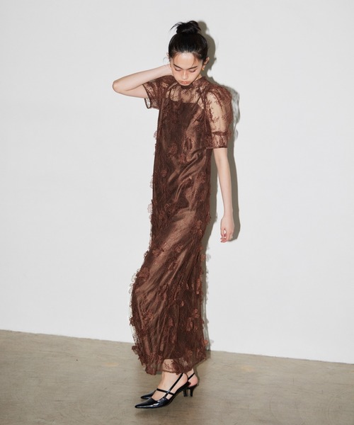 ANDRESD（アンドレスド）の「フラワーレースドレス / Flower Lace Dress（ドレス・レディース・ブラック/ブラウン/アイボリー・S/M/L）」の19枚目の写真