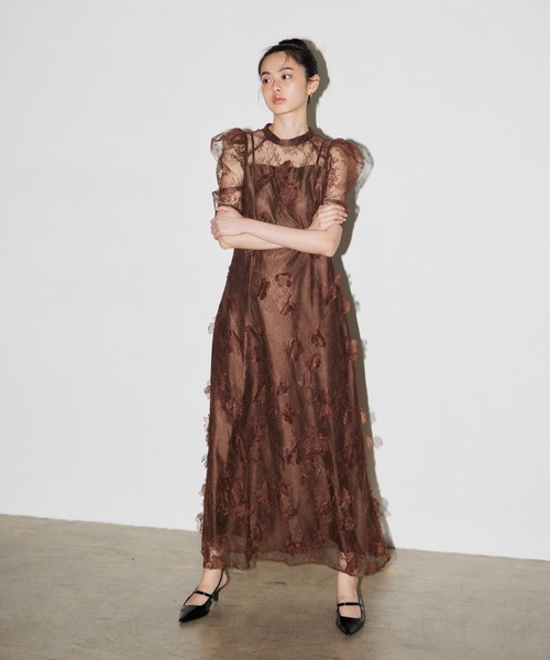 ANDRESD（アンドレスド）の「フラワーレースドレス / Flower Lace Dress（ドレス・レディース・ブラック/ブラウン/アイボリー・S/M/L）」の20枚目の写真