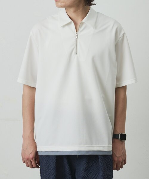 COLONY 2139(コロニートゥーワンスリーナイン)の「メッシュポンチレイヤードポロ(Tシャツ/カットソー・メンズ・ブラック/チャコールグレー/ホワイト・MEDIUM/LARGE)」の2枚目の写真