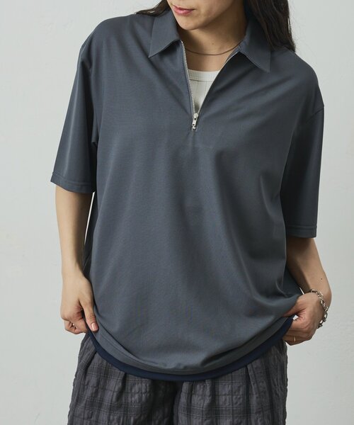COLONY 2139(コロニートゥーワンスリーナイン)の「メッシュポンチレイヤードポロ(Tシャツ/カットソー・メンズ・ブラック/チャコールグレー/ホワイト・MEDIUM/LARGE)」の1枚目の写真