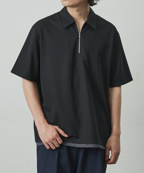 COLONY 2139(コロニートゥーワンスリーナイン)の「メッシュポンチレイヤードポロ(Tシャツ/カットソー・メンズ・ブラック/チャコールグレー/ホワイト・MEDIUM/LARGE)」の3枚目の写真