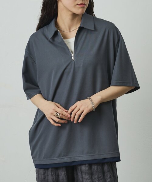 COLONY 2139(コロニートゥーワンスリーナイン)の「メッシュポンチレイヤードポロ(Tシャツ/カットソー・メンズ・ブラック/チャコールグレー/ホワイト・MEDIUM/LARGE)」の16枚目の写真