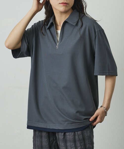 COLONY 2139(コロニートゥーワンスリーナイン)の「メッシュポンチレイヤードポロ(Tシャツ/カットソー・メンズ・ブラック/チャコールグレー/ホワイト・MEDIUM/LARGE)」の17枚目の写真