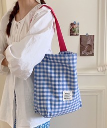 【 ammy. / エイミードット 】 配色ショルダー ギンガムチェック トート